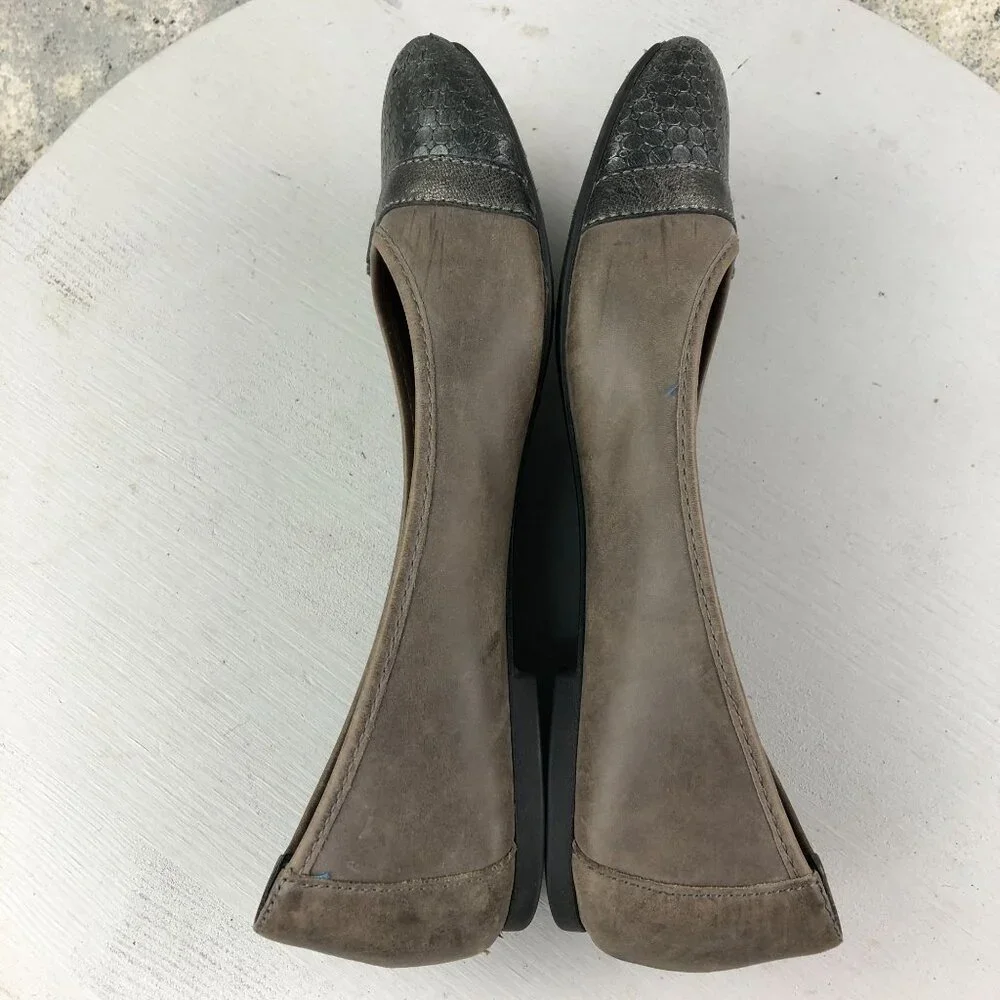 Born Women's Size 8 Masia Brown Leather Cap Toe Buckle Slip On Ballet Flats